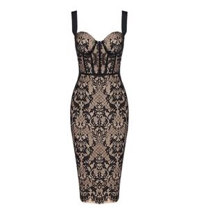 mew mews Black Size Small Dunbar Lace Bandage Knee Length Sleeveless Dress
